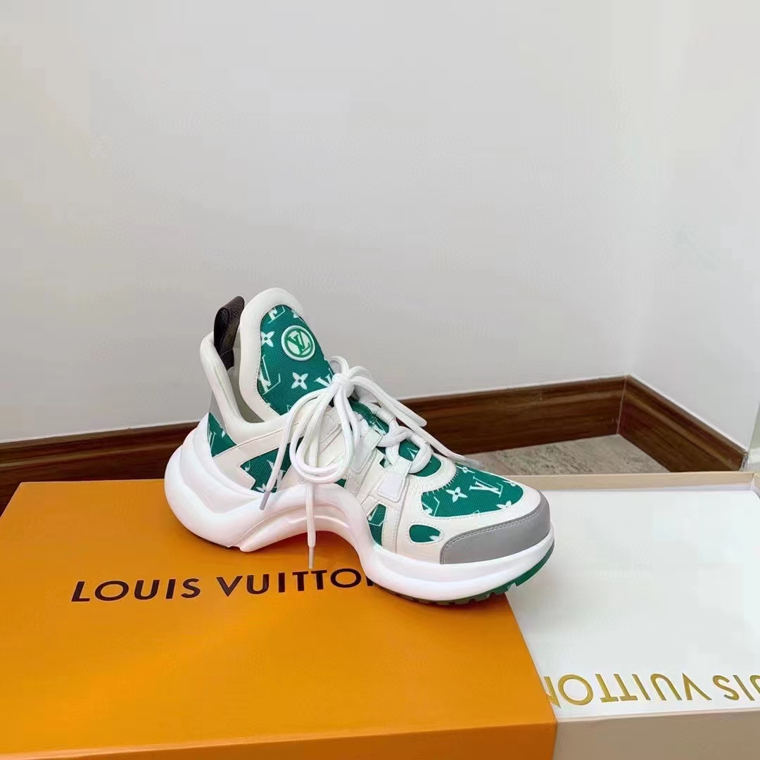 Louis Vuitton Women LV Archlight Sneaker Green Monogram Velvet Oversized Rubber Outsole