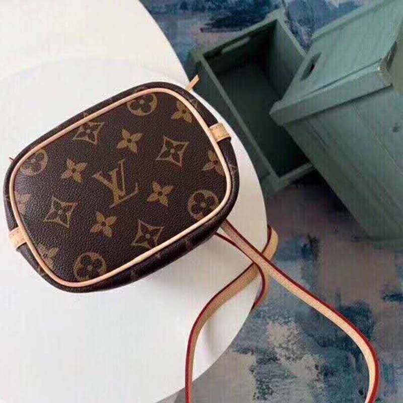 Louis Vuitton LV Women Nano Noé Bucket Bag in Monogram Coated Canvas-Brown