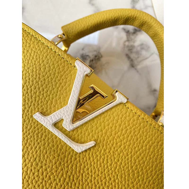 Louis Vuitton LV Women Capucines BB Handbag Yellow Taurillon Leather