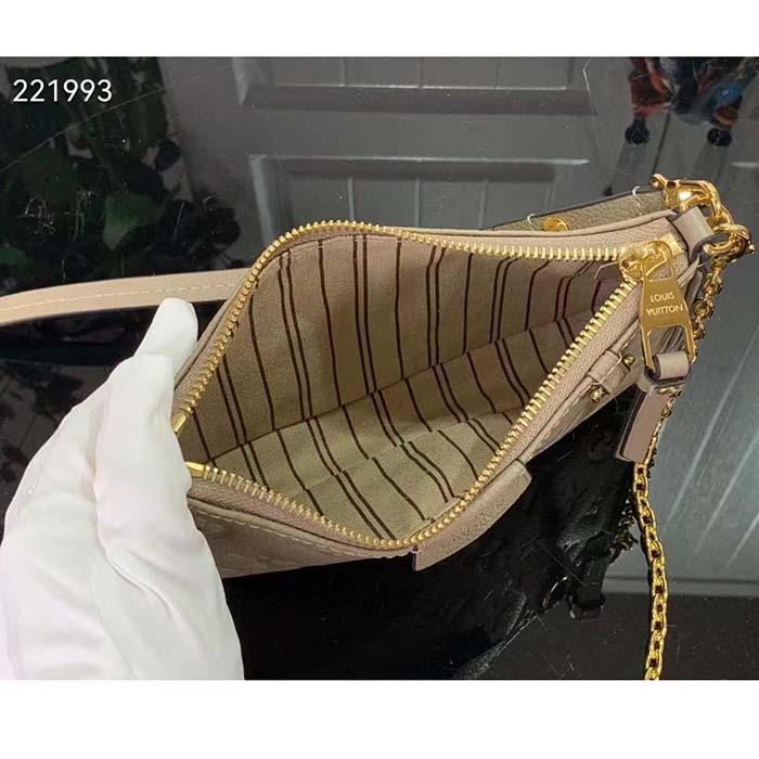 Louis Vuitton LV Women Easy Pouch On Strap Beige Embossed Monogram Empreinte Cowhide Leather