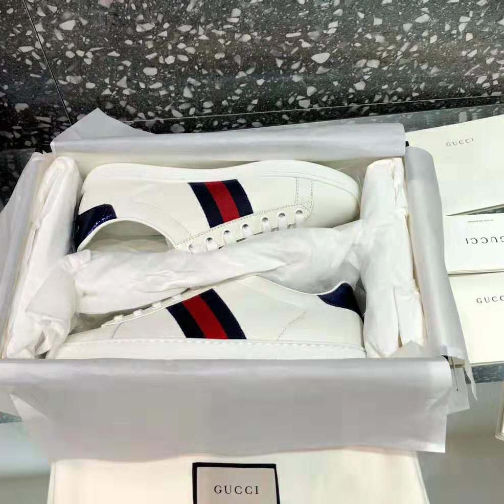 Gucci Unisex Ace Classic Low-Top Leather Sneaker-White