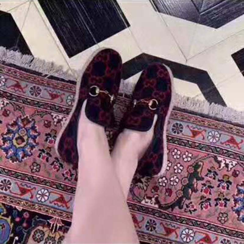 Gucci Unisex GG Wool Loafer in Blue and Red GG Wool