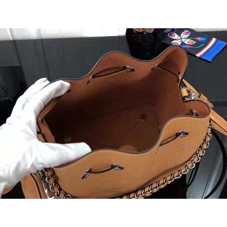 Louis Vuitton LV Women Bella Bucket Bag Mahina Arizona Brown Calfskin Calf Monogram