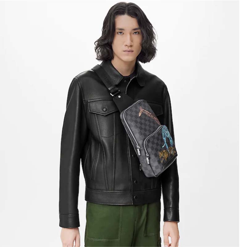 Louis Vuitton LV Unisex Avenue Sling Bag Damier Graphite Coated Canvas