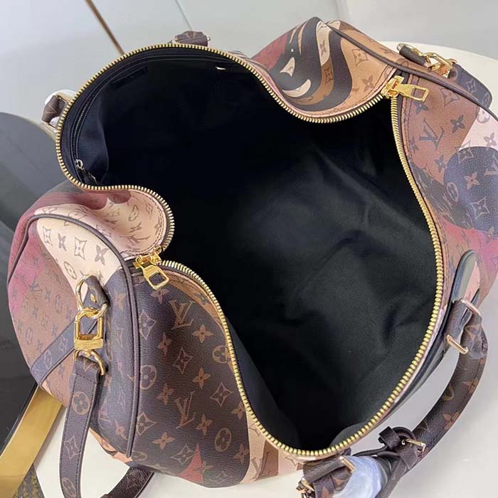 Louis Vuitton LV Unisex Keepall Bandoulière 45 Brown Monogram Coated Canvas Cowhide Leather