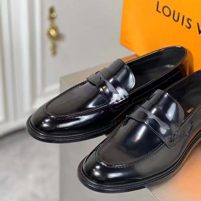 Louis Vuitton LV Men Vendome Flex Loafer Black Waxed Calf Leather Monogram Canvas