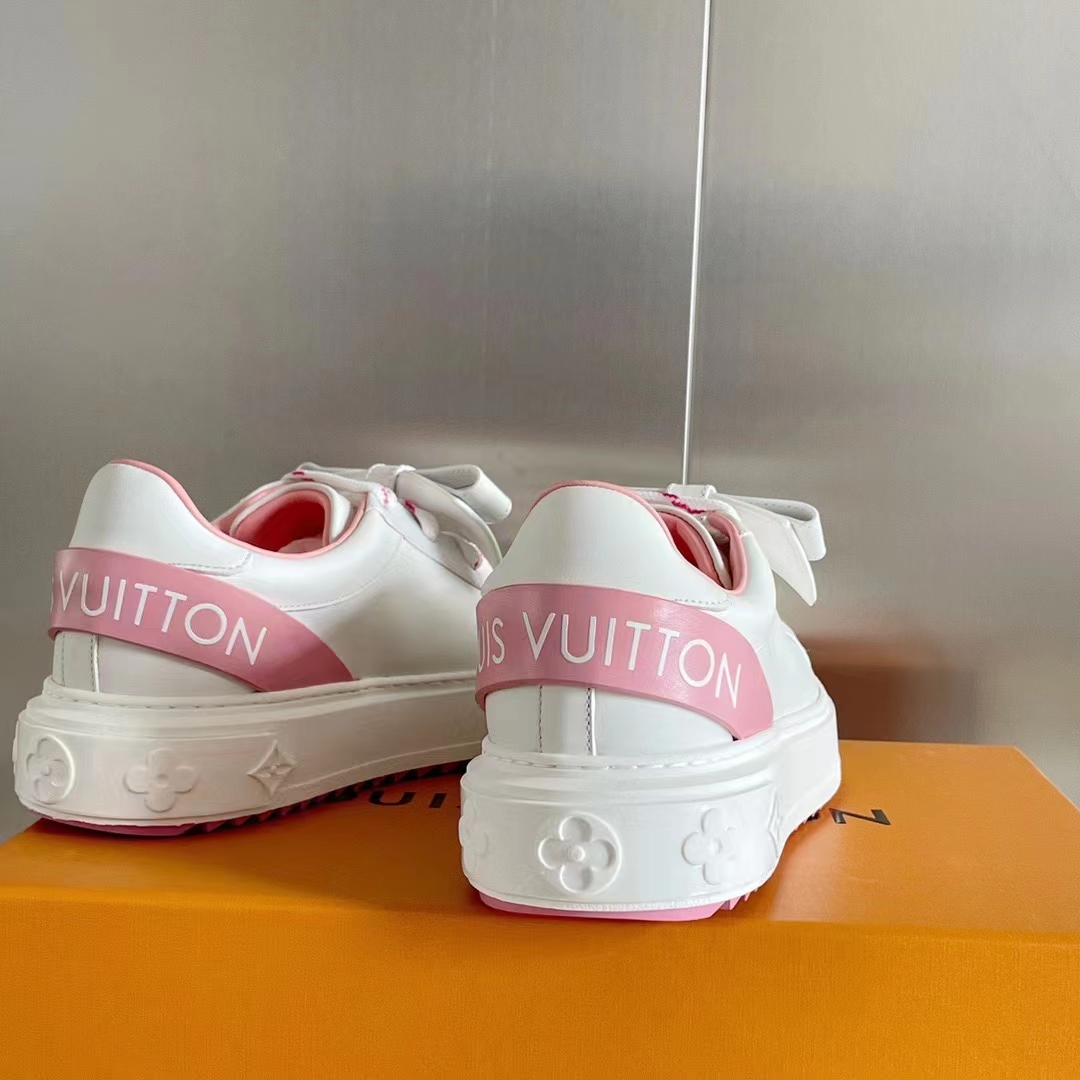 Louis Vuitton LV Women Time Out Sneaker Pink Calf Leather Rubber Outsole