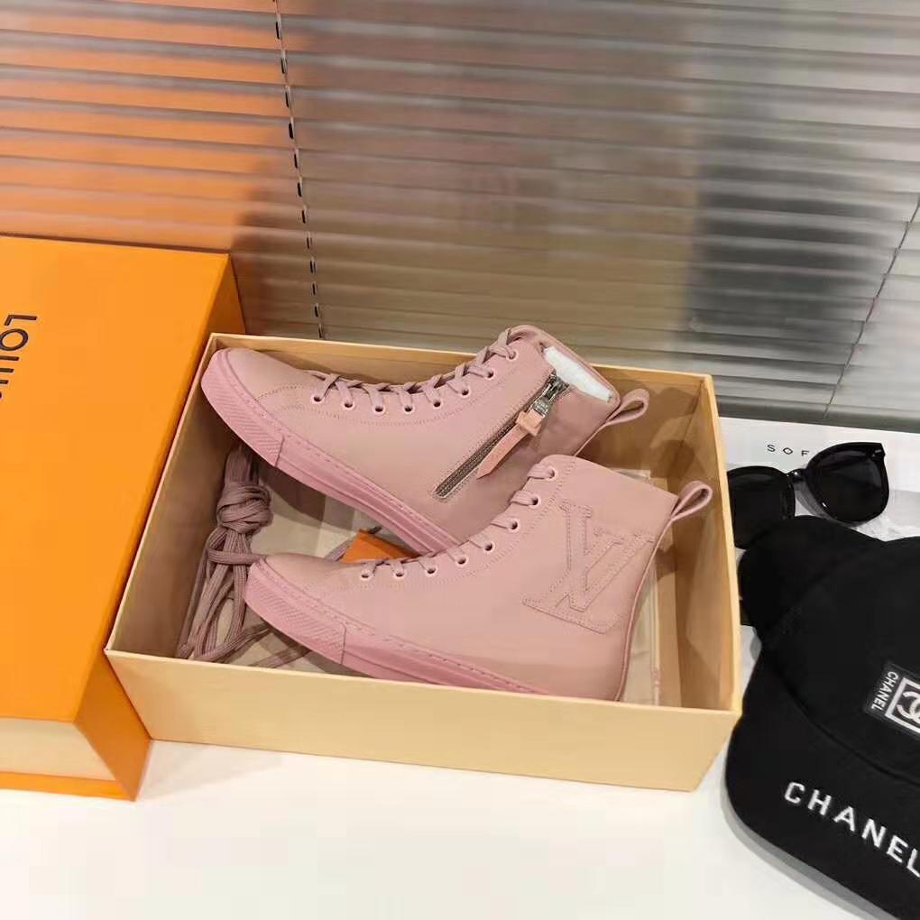 Louis Vuitton LV Women Stellar Sneaker Boot in Soft Pink Calfskin Leather