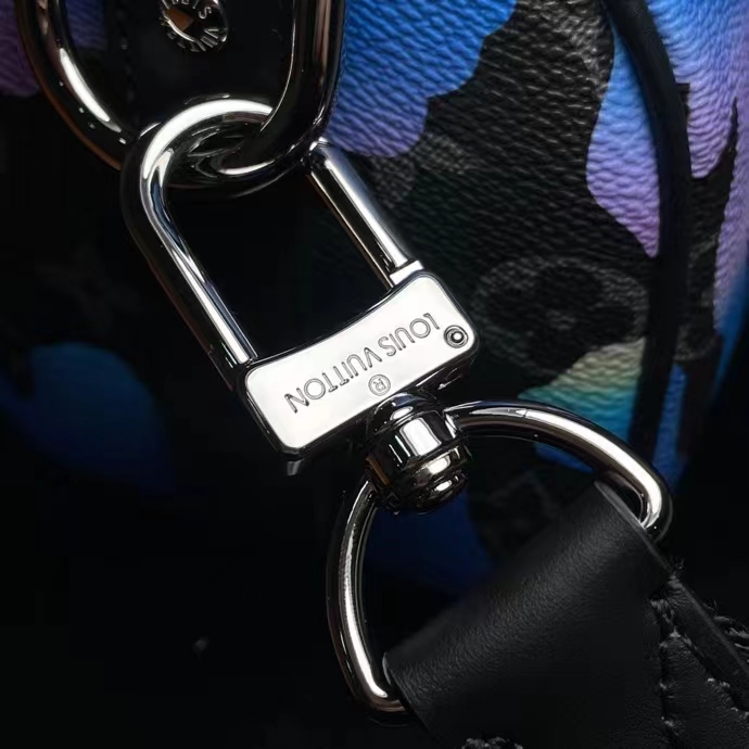 Louis Vuitton LV Unisex Keepall 25 Sunrise Monogram Eclipse Coated Canvas Cowhide Leather