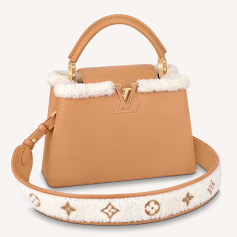 Louis Vuitton LV Women Capucines BB Bag Arizona Taurillon Leather Shearling