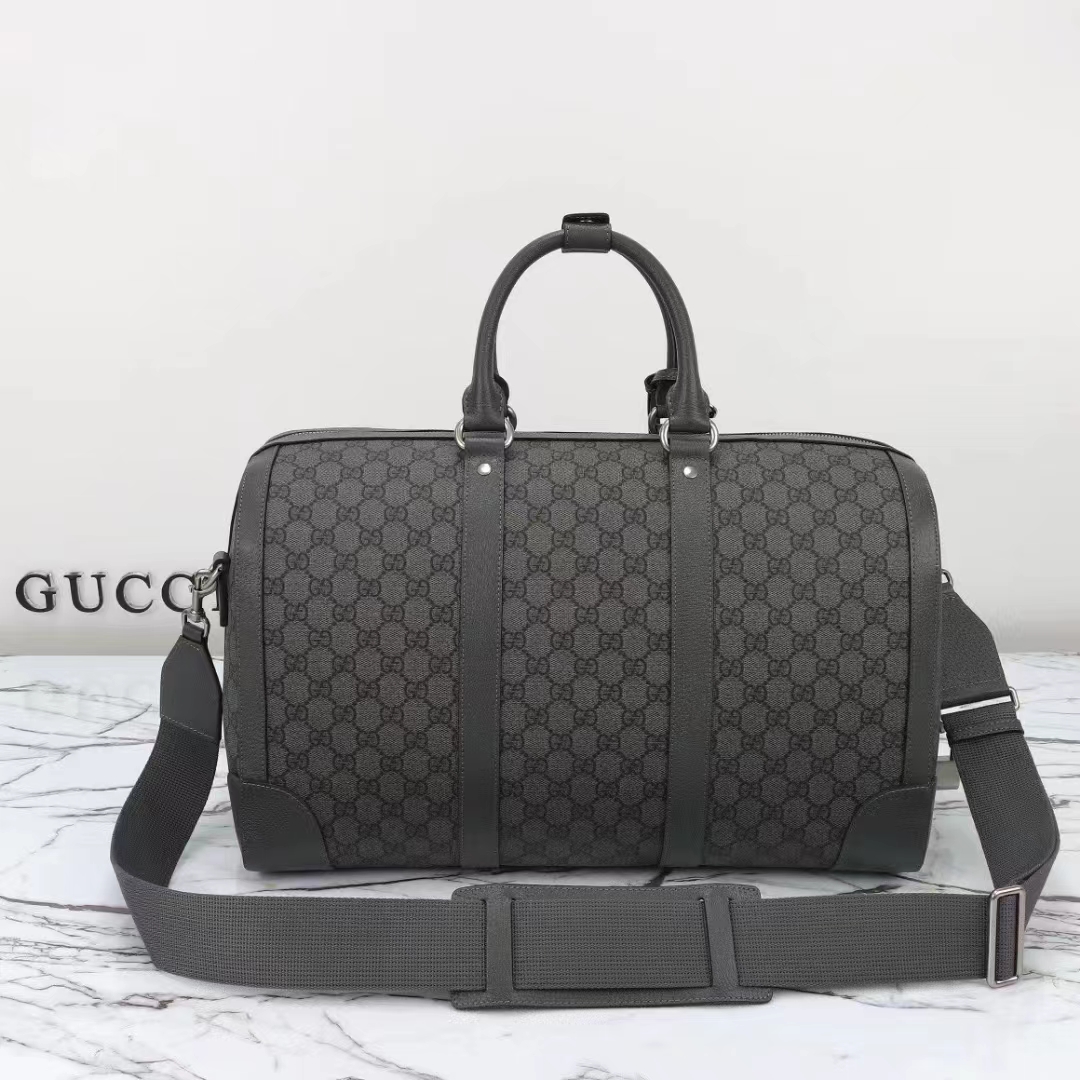 Gucci Unisex GG Savoy Small Duffle Bag Grey Black GG Supreme Canvas