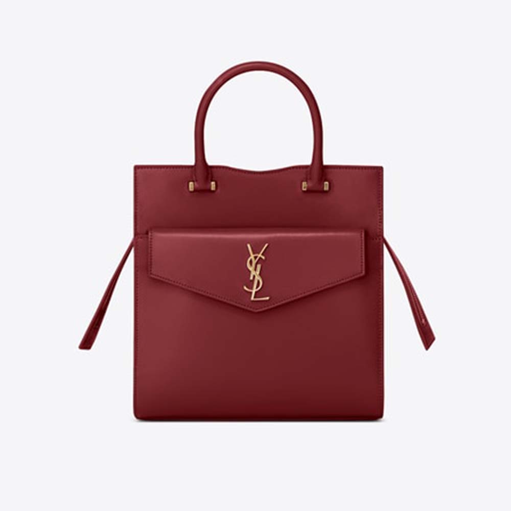 Saint Laurent YSL Women Uptown Small Tote Shiny Smooth Leather