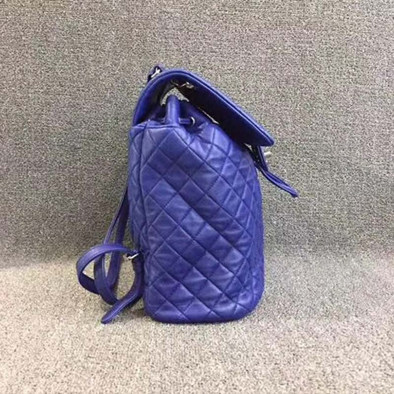 Chanel Women Backpack in Embossed Diamond Pattern Goatskin Leather-Purple