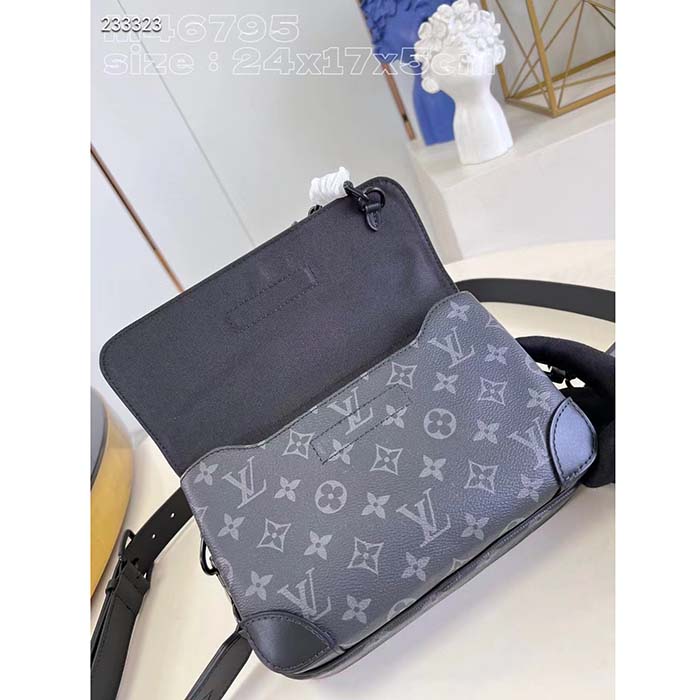 Louis Vuitton LV Unisex Steamer Messenger Monogram Eclipse Coated Canvas Cowhide Leather