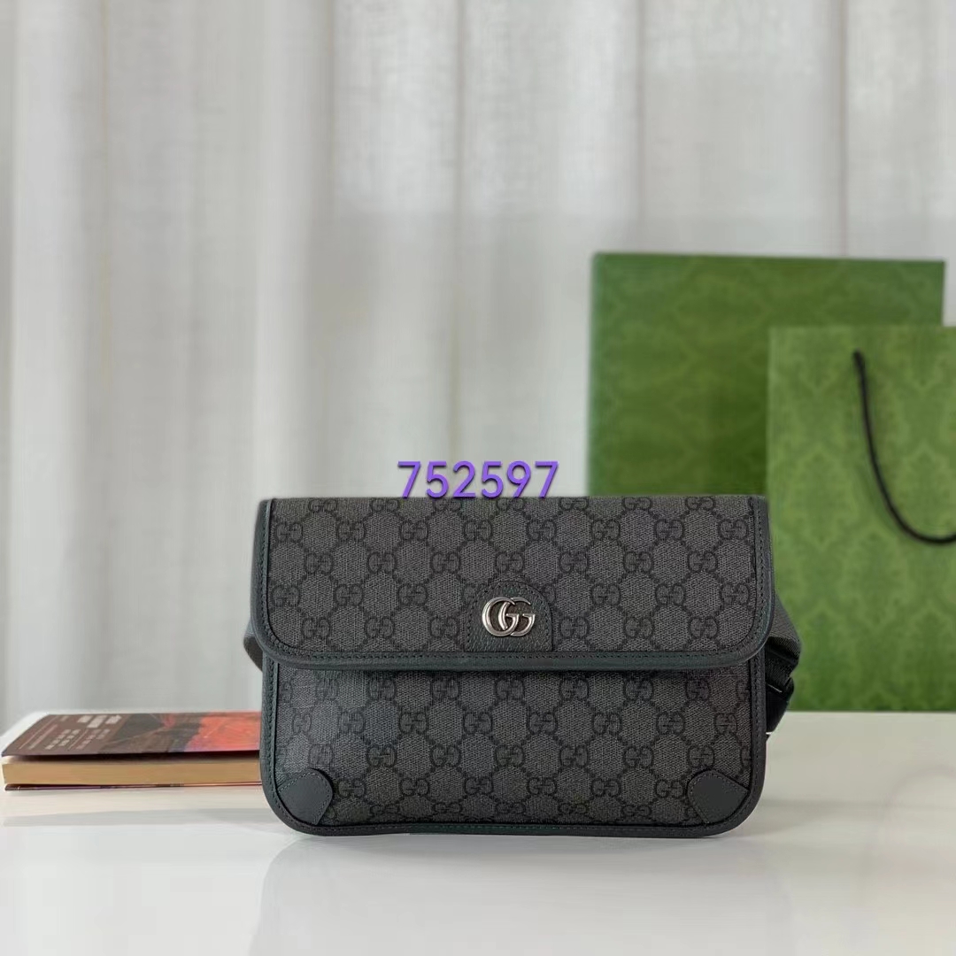 Gucci Unisex Ophidia GG Small Belt Bag Grey Black GG Supreme Canvas Double G