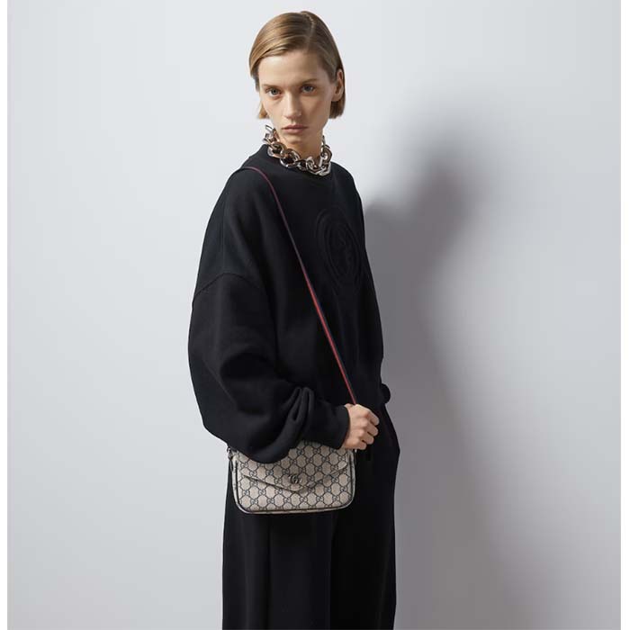 Gucci Unisex Ophidia Mini Bag Beige Blue GG Supreme Canvas Double G