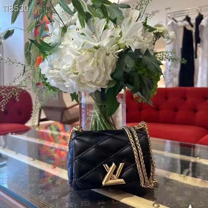 Louis Vuitton LV Women Pico GO-14 Black Lamb Leather Lambskin Cowhide Leather