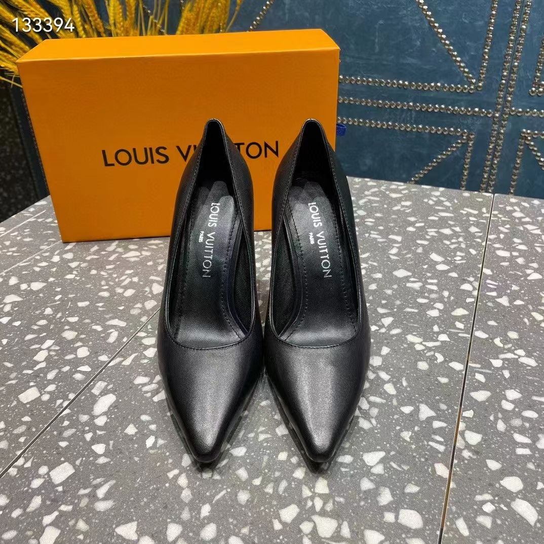 Louis Vuitton LV Women Sparkle Pump Black Lamb Leather Outsole 9.5 Cm Heel