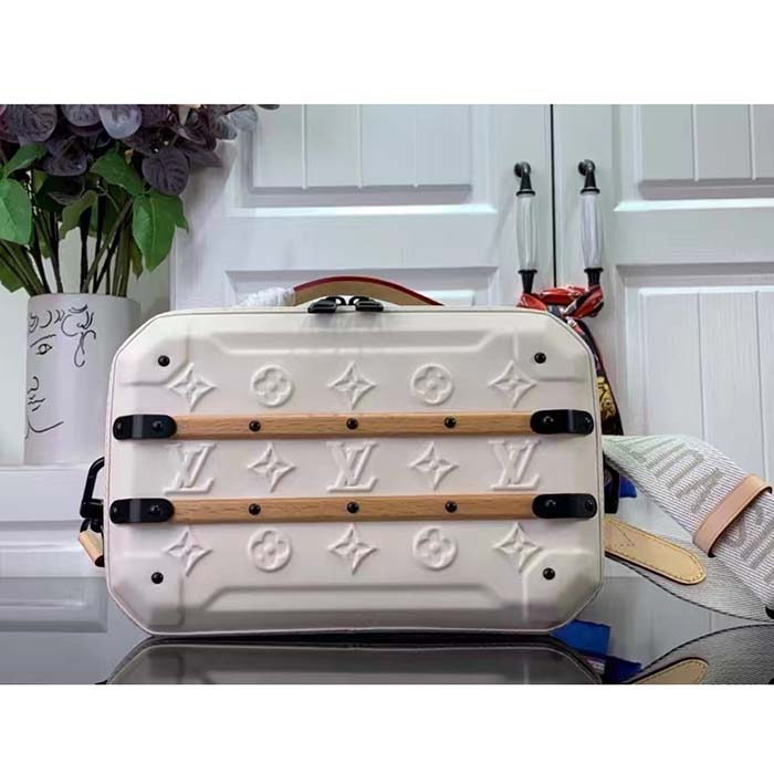 Louis Vuitton LV Unisex Future Trunk White Calf Leather Double Zip Closure
