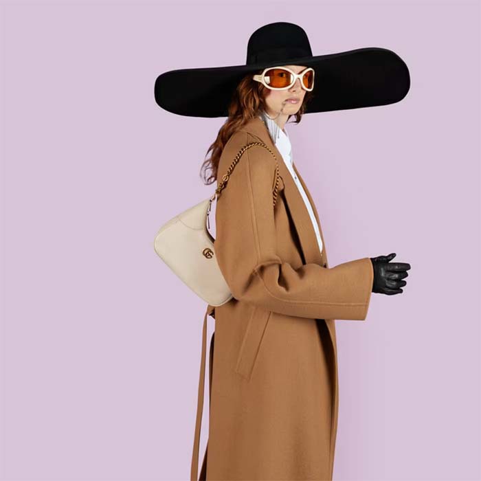 Gucci Women GG Aphrodite Small Shoulder Bag White Soft Leather Double G