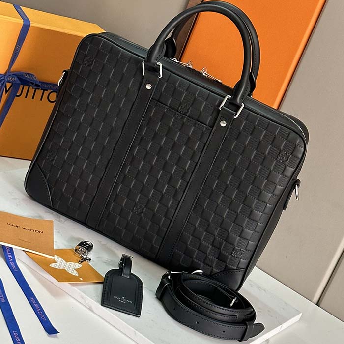 Louis Vuitton LV Uniisex Porte-Documents Voyage PM Black Damier Infini Cowhide Leather
