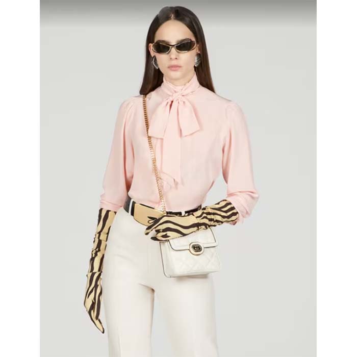 Gucci Women GG Deco Mini Shoulder Bag White Quilted Leather Interlocking G