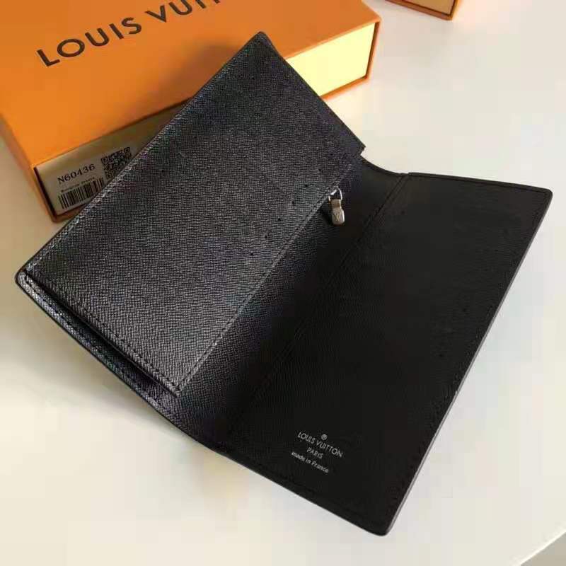 Louis Vuitton LV Unisex Brazza Wallet Gray Damier Graphite 3D Coated Canvas