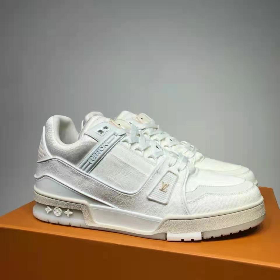 Louis Vuitton LV Unisex LV Trainer Sneaker Monogram Denim with Tonal Suede Calf Leather