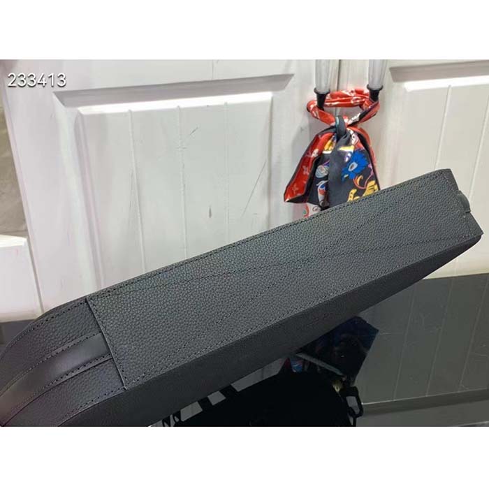 Louis Vuitton LV Unisex Pilot Briefcase Black Cowhide Leather Textile Lining