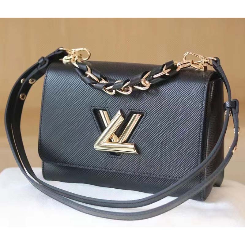 Louis Vuitton LV Women Twist MM Handbag Black Epi Grained Cowhide Leather