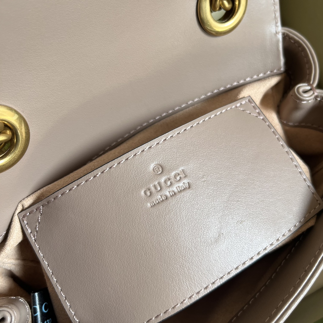 Gucci Women GG Marmont Matelassé Mini Shoulder Bag Pink Matelassé Chevron Leather