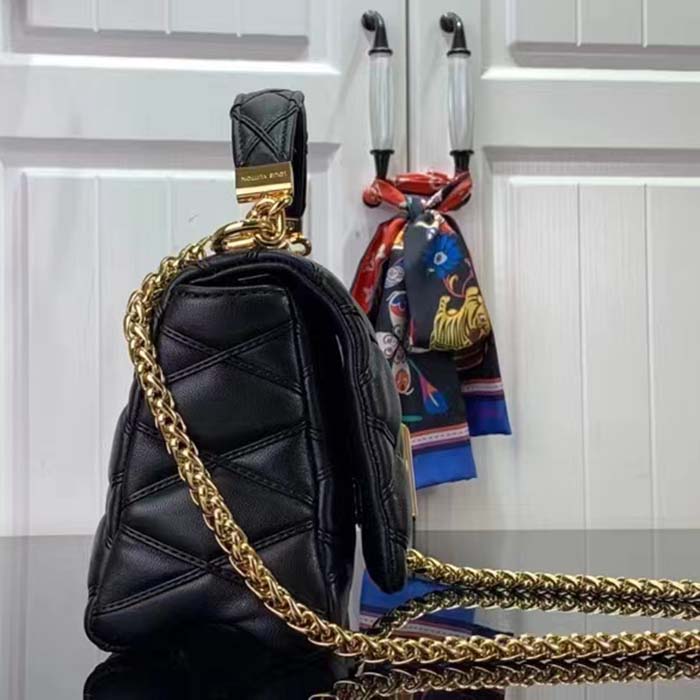 Louis Vuitton LV Women GO-14 MM Black Lamb Leather Cowhide Leather
