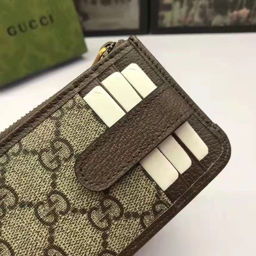 Gucci Unisex GG Ophidia Card Case Beige Ebony GG Supreme Double G