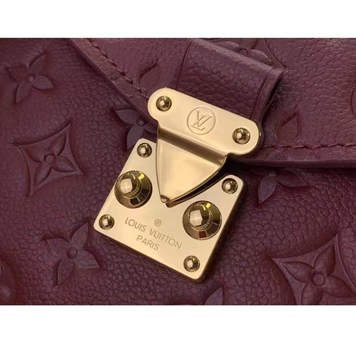 Louis Vuitton LV Women Pochette Métis Wine Red Monogram Empreinte Embossed Grained Cowhide Leather