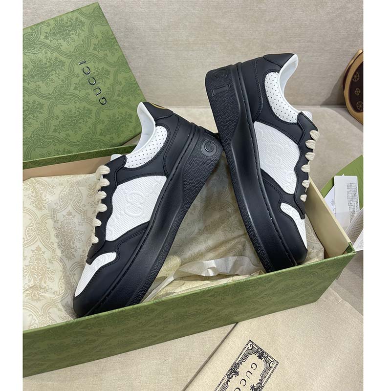 Gucci Unisex Ace GG Embossed Sneaker Interlocking G Print Rubber Mid 5.6 Cm Heel