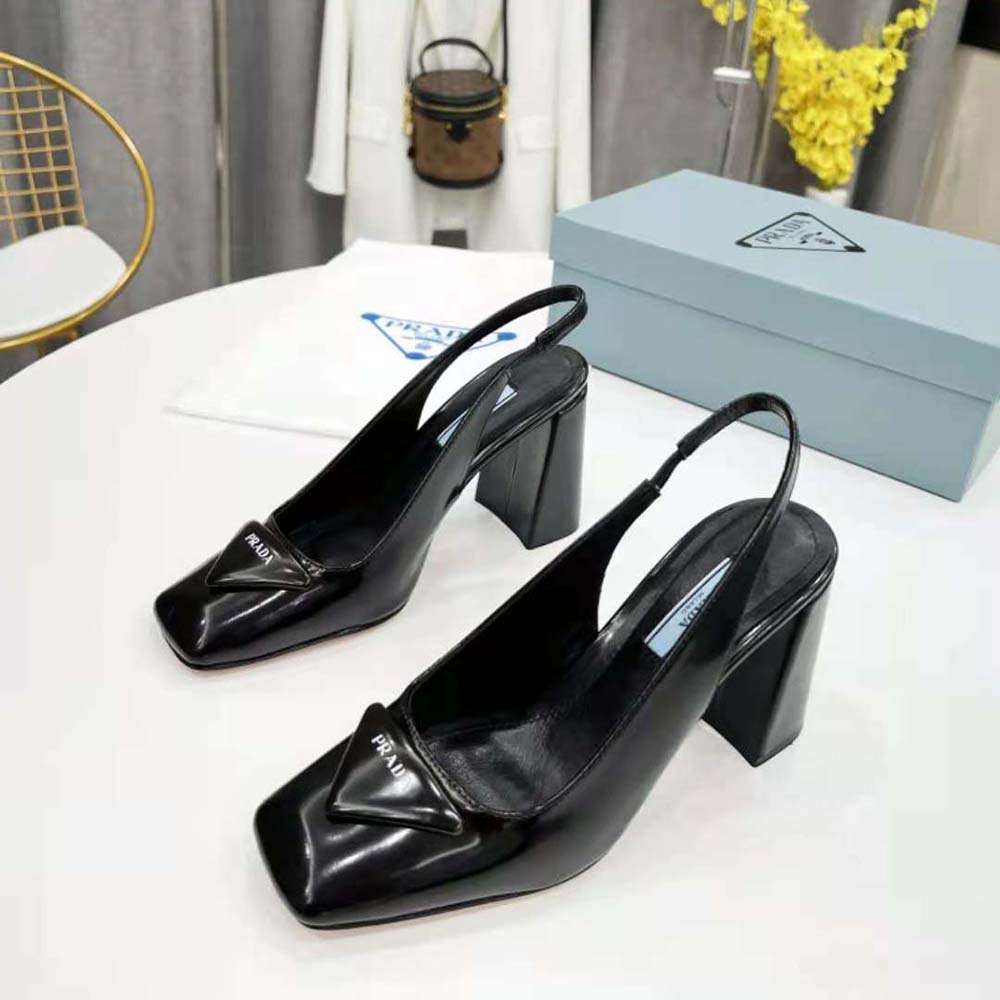 Prada Women Patent Leather Sling-Back Pumps