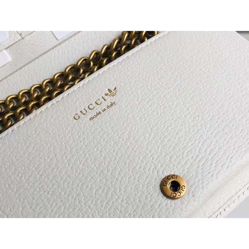 Gucci Women GG Adidas x Gucci Wallet Chain Red Off-White Leather Interlocking G