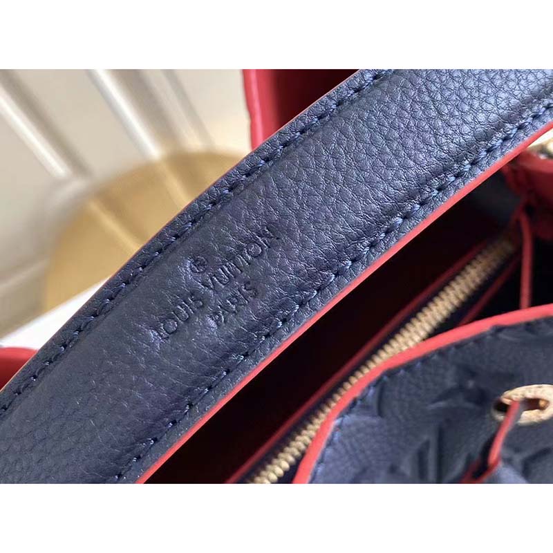 Louis Vuitton LV Women NéoNoé MM Bucket Navy Embossed Monogram Empreinte Grained Cowhide