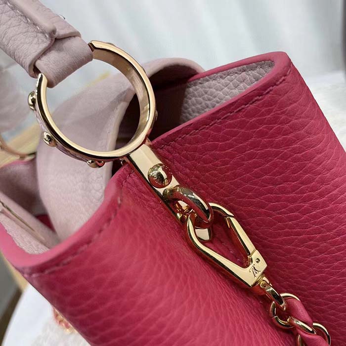 Louis Vuitton LV Women Capucines BB Handbag Magenta Jasmine Pink Taurillon Cowhide Leather