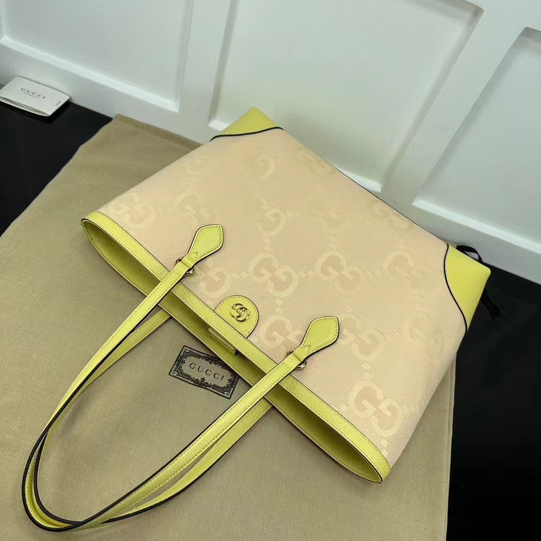 Gucci Unisex Ophidia Jumbo GG Medium Tote Beige Banana Double G
