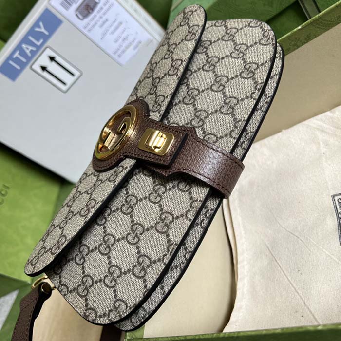 Gucci Unisex Blondie Belt Bag Beige Ebony GG Supreme Canvas Interlocking G