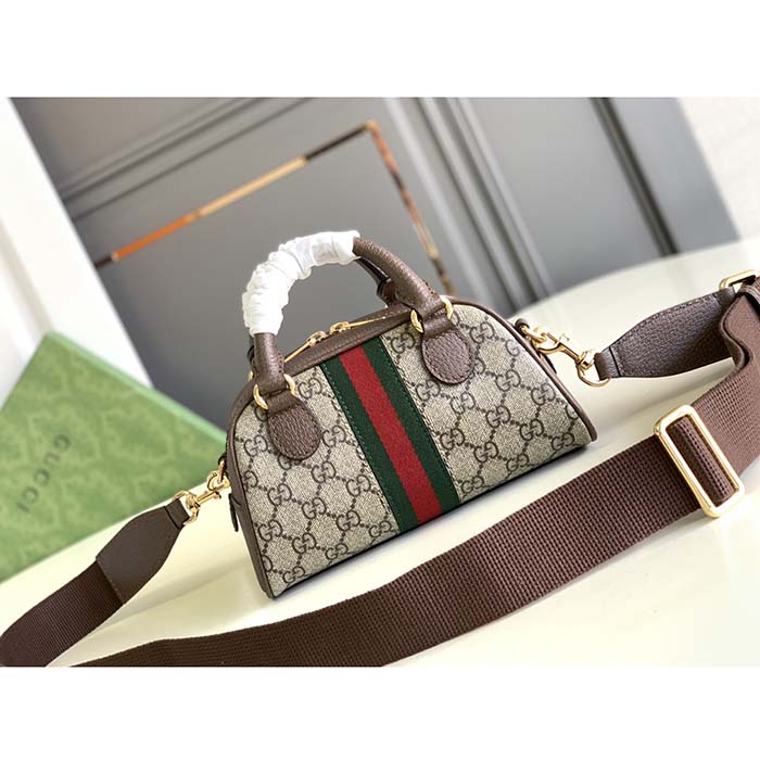 Gucci GG Women Ophidia Mini GG Top Handle Bag Beige Ebony Supreme