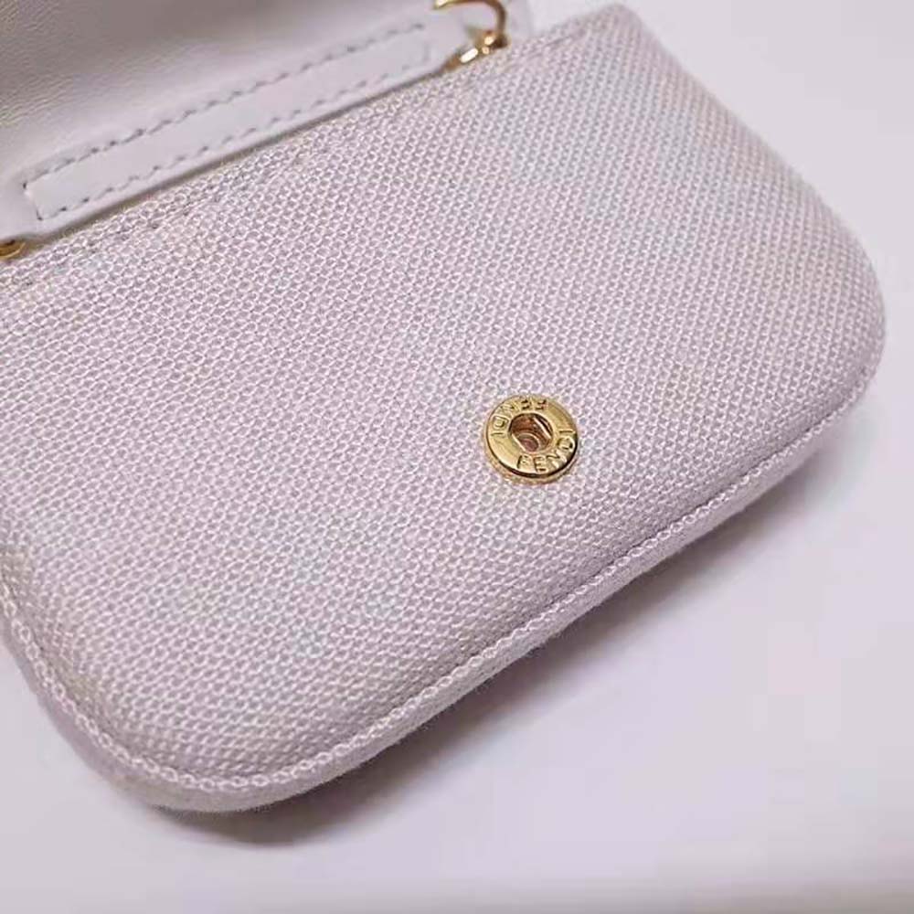 Fendi Women Nano Baguette Charm Beige Canvas Charm