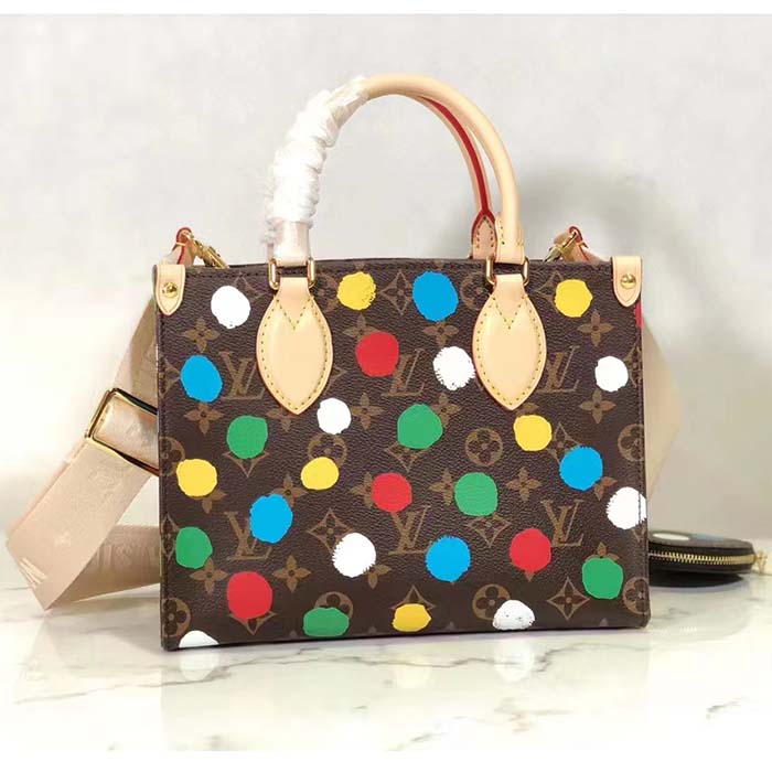 Louis Vuitton LV Women LV x YK OnTheGo PM​ Monogram Coated Canvas 3D Painted Dots Print