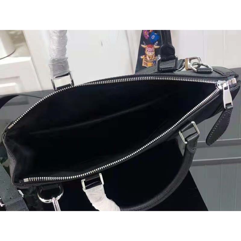 Louis Vuitton LV Unisex Vertical Tote Black Taiga Cowhide Leather Textile Lining