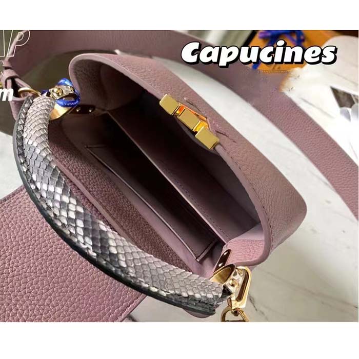 Louis Vuitton LV Women Capucines Mini Handbag Taupe Taurillon Python Leather