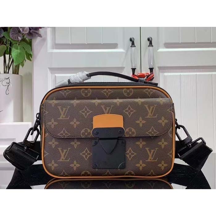 Louis Vuitton LV Unisex S Lock Messenger Radiant Sun Monogram Macassar Coated Canvas