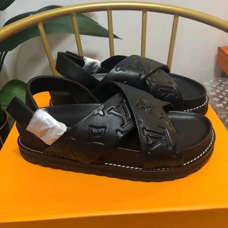 Louis Vuitton LV Unisex Black Monogram Embossed Lambskin Anatomic Insole