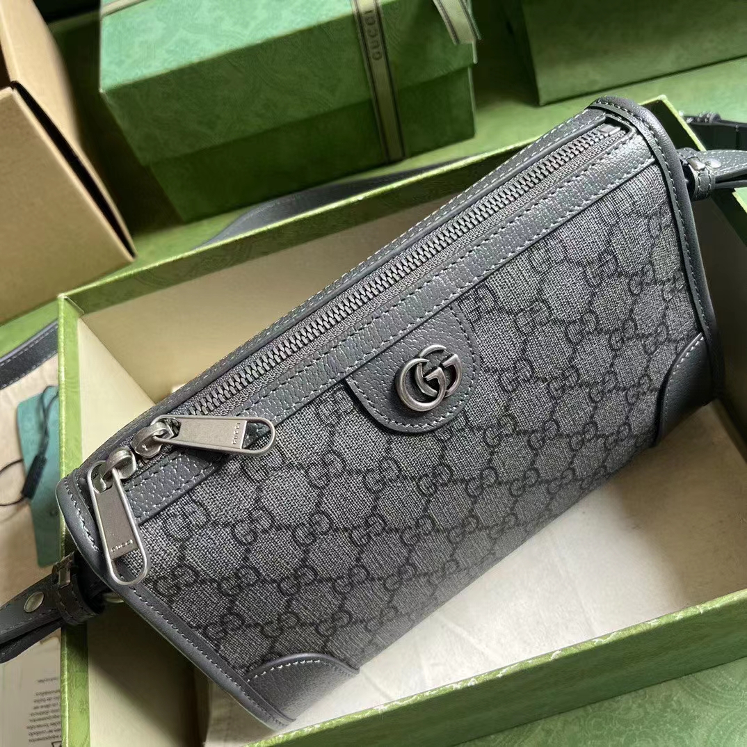 Gucci GG Unisex Ophidia GG Messenger Bag Grey Black GG Supreme Canvas