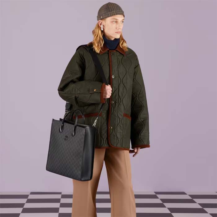 Gucci Unisex Medium Tote Bag Interlocking G Black GG Supreme Canvas